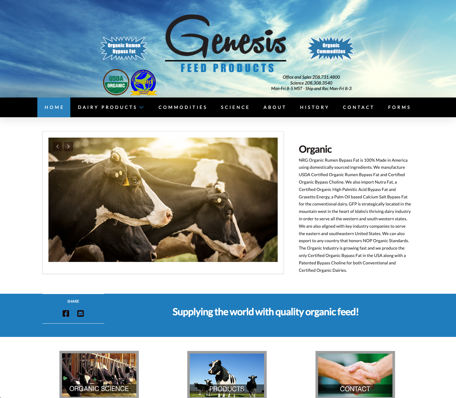 Genesis Feed Products organic agriculture website designed by LifeSpring Design