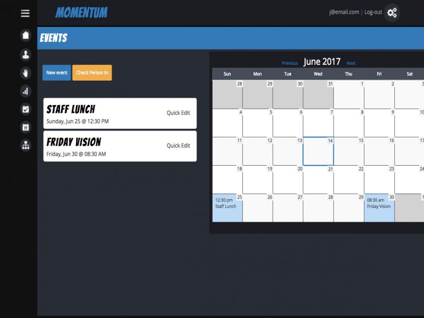 Momentum nonprofit team management web application by LifeSpring Design